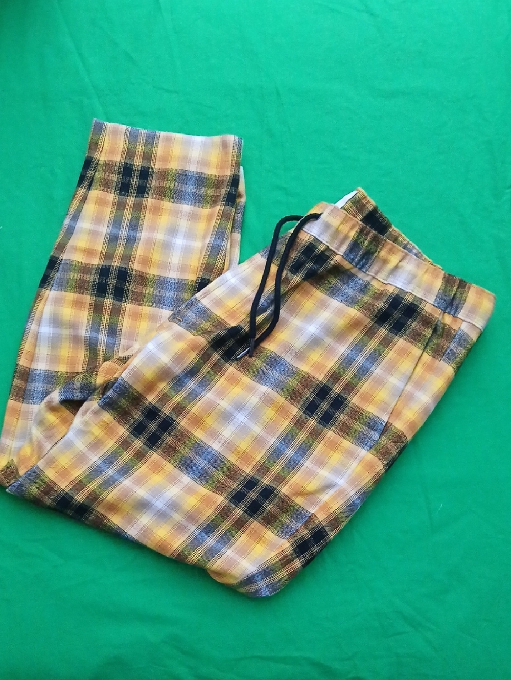 Sun + Stone Yellow Plaid Casual Pants
